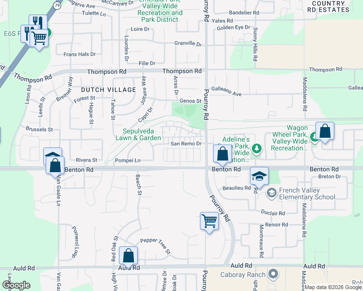map of restaurants, bars, coffee shops, grocery stores, and more near 31832 Gimbal Way in Winchester