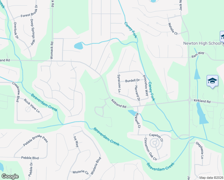map of restaurants, bars, coffee shops, grocery stores, and more near 1040 Kirkland Road in Covington