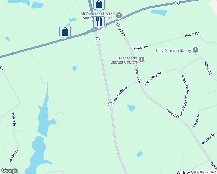 map of restaurants, bars, coffee shops, grocery stores, and more near 1-357 Highway 11 in Covington