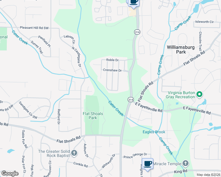 map of restaurants, bars, coffee shops, grocery stores, and more near 5921 San Gabriel Lane in Atlanta