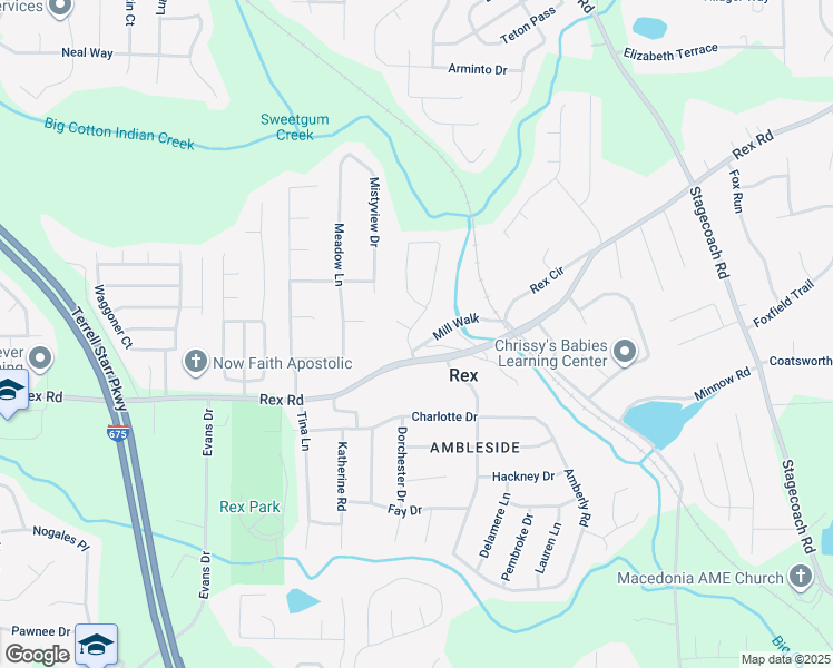 map of restaurants, bars, coffee shops, grocery stores, and more near 5934 Colonnade Drive in Rex