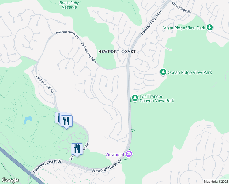 map of restaurants, bars, coffee shops, grocery stores, and more near 5 Shoreridge in Newport Beach
