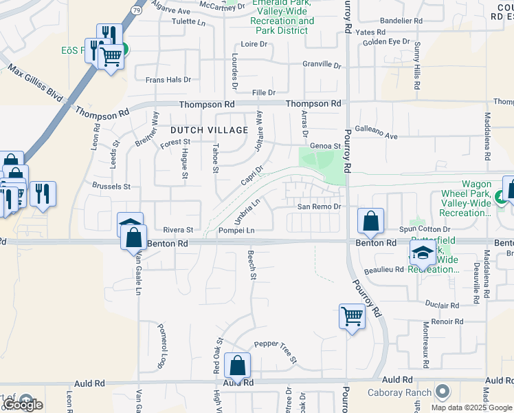 map of restaurants, bars, coffee shops, grocery stores, and more near 31619 Umbria Lane in Winchester