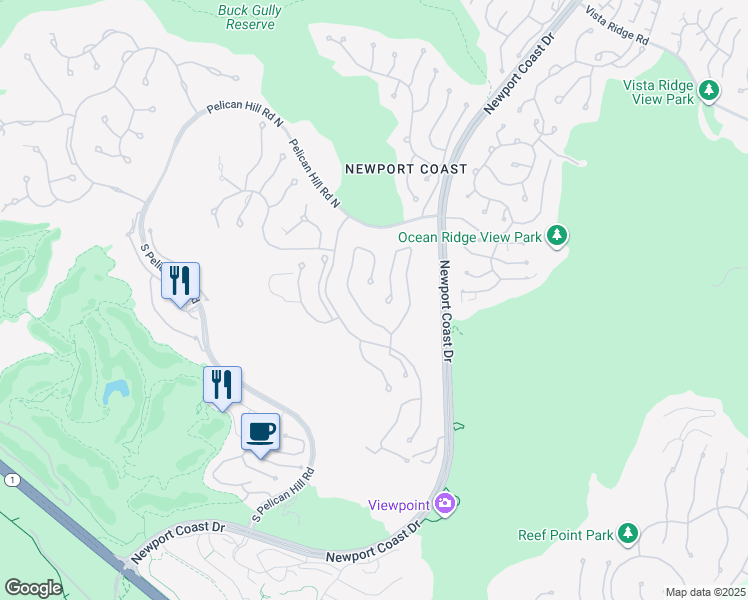 map of restaurants, bars, coffee shops, grocery stores, and more near 6 Skyridge in Newport Beach