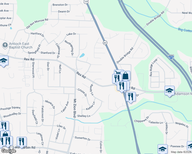 map of restaurants, bars, coffee shops, grocery stores, and more near 2804 Randy Court in Ellenwood