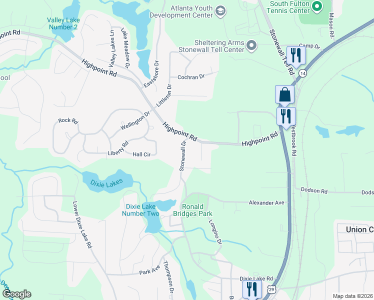 map of restaurants, bars, coffee shops, grocery stores, and more near 5952 Stonewall Drive in Union City