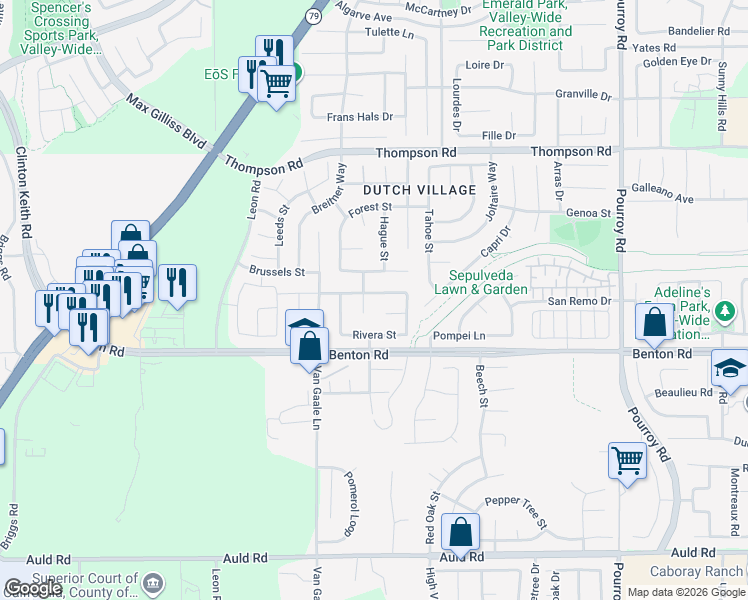 map of restaurants, bars, coffee shops, grocery stores, and more near 31456 Bonn Court in Winchester