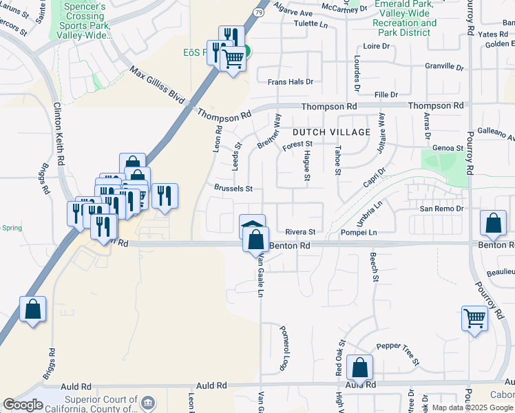 map of restaurants, bars, coffee shops, grocery stores, and more near 36405 Cognac Street in Winchester