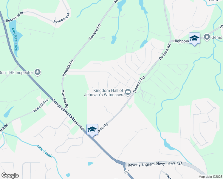 map of restaurants, bars, coffee shops, grocery stores, and more near 5215 Tye Trail in Fairburn