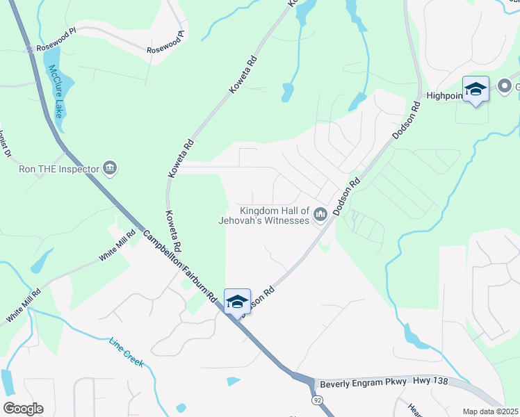 map of restaurants, bars, coffee shops, grocery stores, and more near 5225 Tye Trail in Fairburn