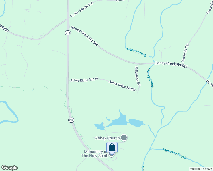 map of restaurants, bars, coffee shops, grocery stores, and more near 2615 Abbey Ridge Road Southwest in Conyers