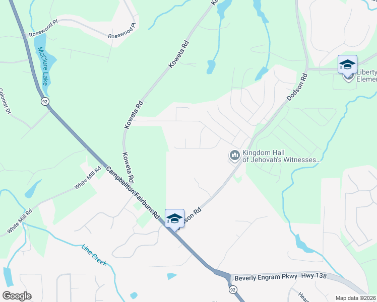map of restaurants, bars, coffee shops, grocery stores, and more near 5231 Tye Trail in Fairburn