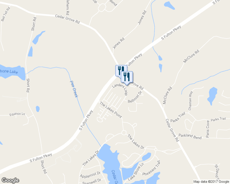 map of restaurants, bars, coffee shops, grocery stores, and more near 6045 Park Close in Fairburn