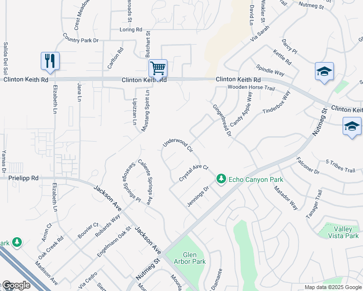map of restaurants, bars, coffee shops, grocery stores, and more near 23567 Underwood Circle in Murrieta