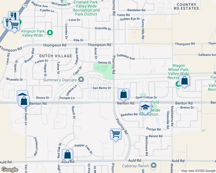 map of restaurants, bars, coffee shops, grocery stores, and more near 36374 Leonzio Lane in Winchester