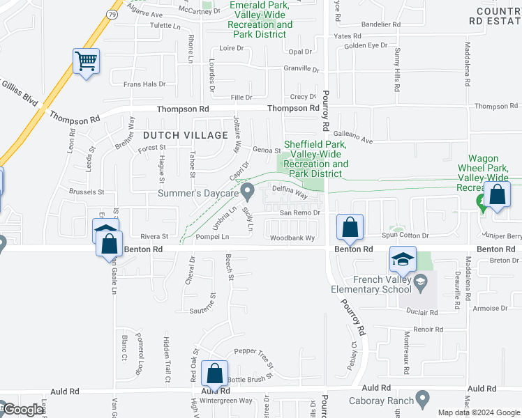 map of restaurants, bars, coffee shops, grocery stores, and more near 31775 Biagio Way in Winchester