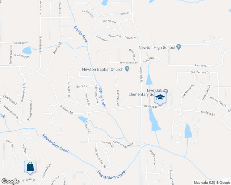map of restaurants, bars, coffee shops, grocery stores, and more near 45 Beaver Run Road in Covington