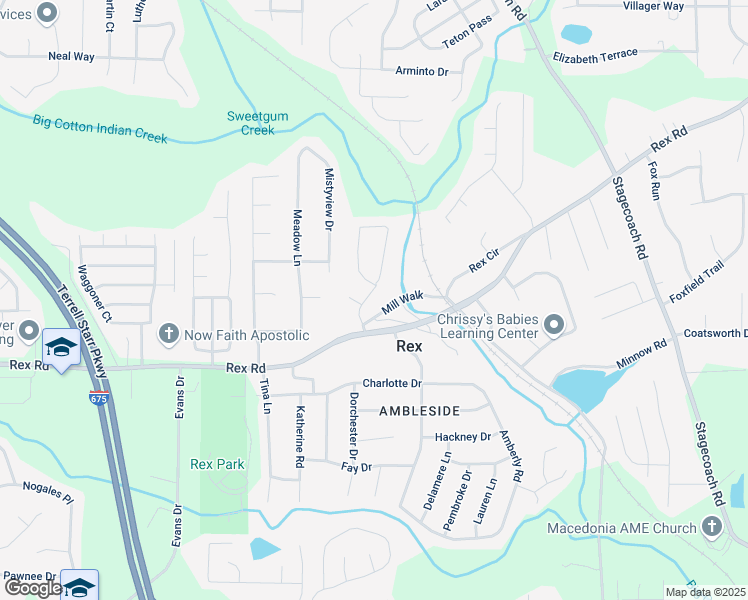 map of restaurants, bars, coffee shops, grocery stores, and more near 5920 Colonnade Drive in Rex