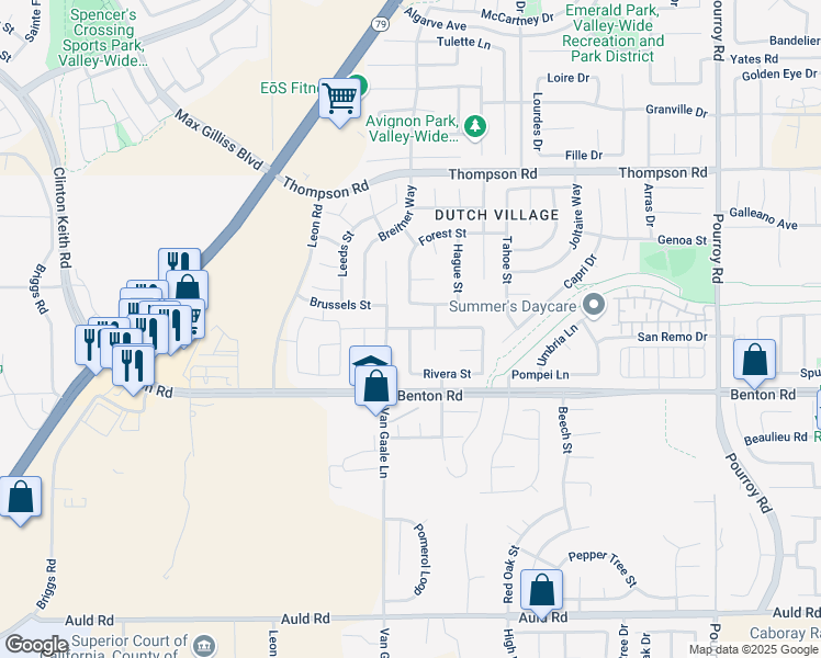 map of restaurants, bars, coffee shops, grocery stores, and more near 31459 Rotterdam Street in Winchester