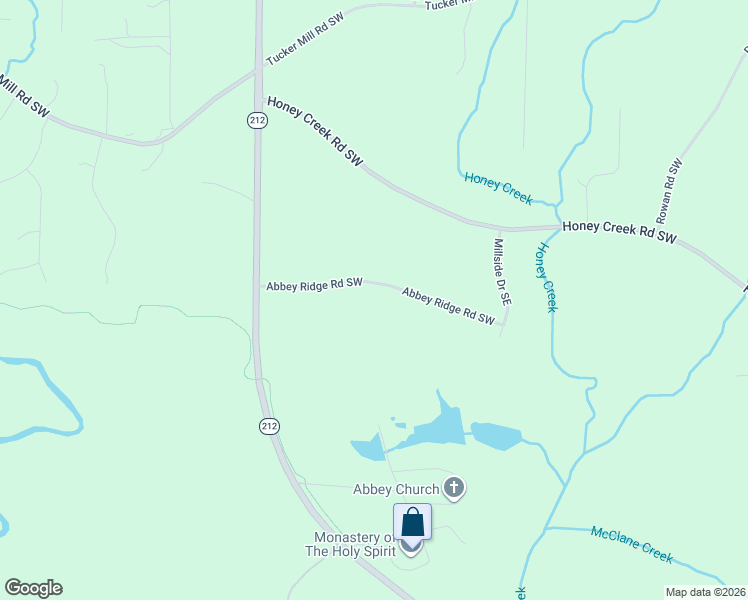 map of restaurants, bars, coffee shops, grocery stores, and more near 2615 Abbey Ridge Road Southwest in Conyers