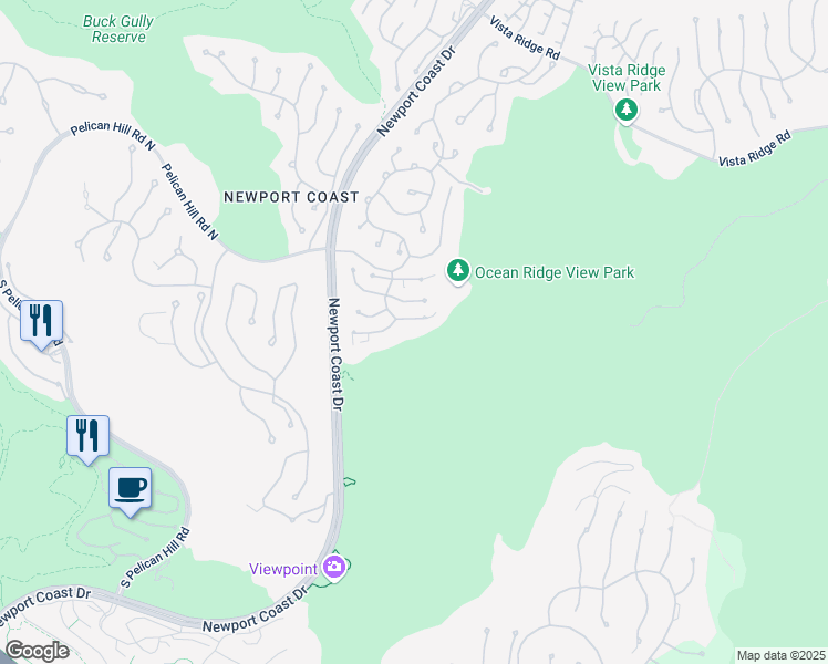 map of restaurants, bars, coffee shops, grocery stores, and more near 5 Sea View Lane in Newport Beach