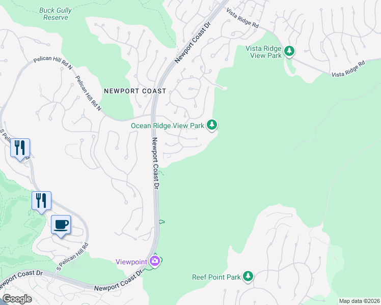 map of restaurants, bars, coffee shops, grocery stores, and more near 5 Sea View Lane in Newport Beach