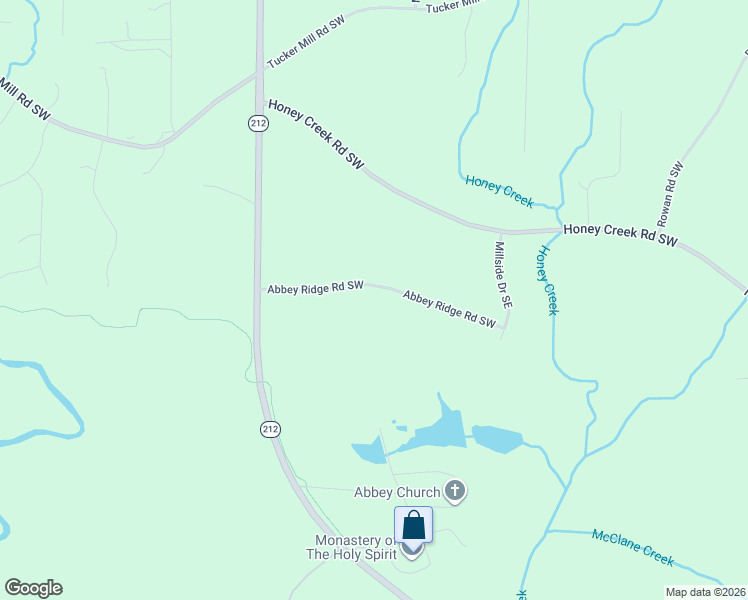 map of restaurants, bars, coffee shops, grocery stores, and more near 2615 Abbey Ridge Road Southwest in Conyers