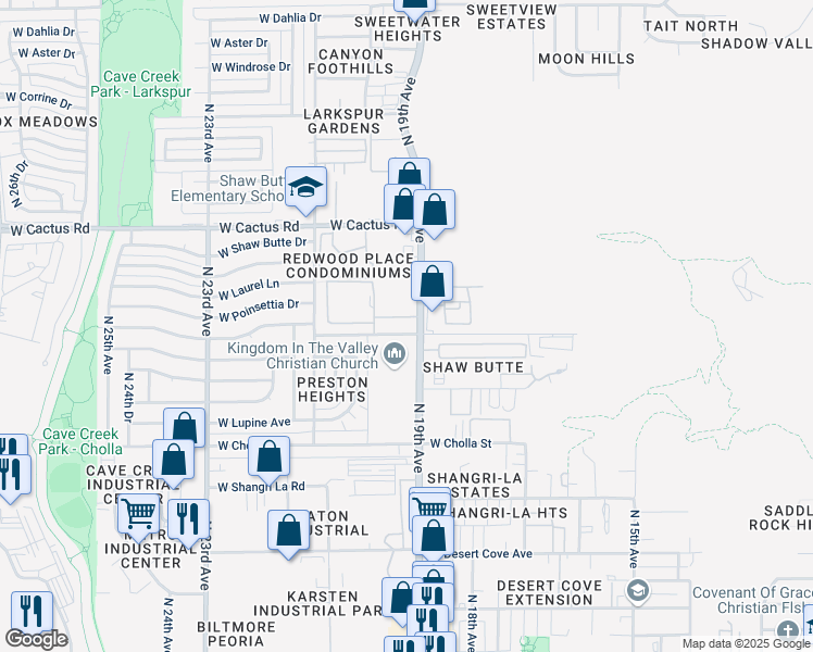 map of restaurants, bars, coffee shops, grocery stores, and more near in Phoenix