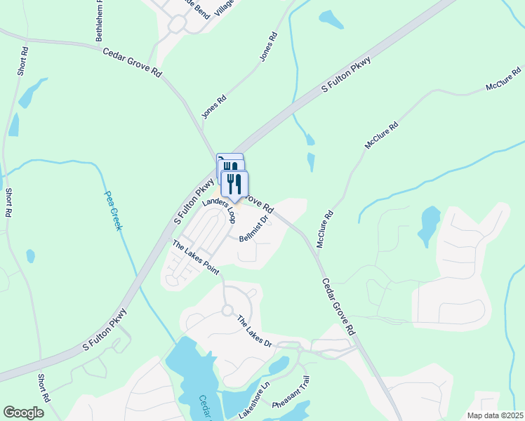 map of restaurants, bars, coffee shops, grocery stores, and more near 7705 Bellmist Drive in Fairburn