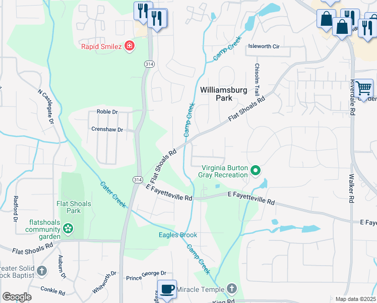 map of restaurants, bars, coffee shops, grocery stores, and more near 5937 Yellowood Court in Atlanta