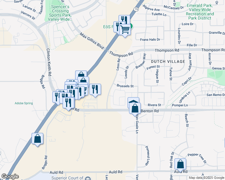 map of restaurants, bars, coffee shops, grocery stores, and more near 36355 Calle Lisbon in Menifee
