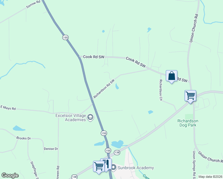 map of restaurants, bars, coffee shops, grocery stores, and more near 4952 Richardson Road Southwest in Stockbridge