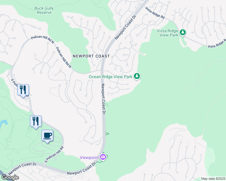 map of restaurants, bars, coffee shops, grocery stores, and more near 24 Coral Reef in Newport Beach
