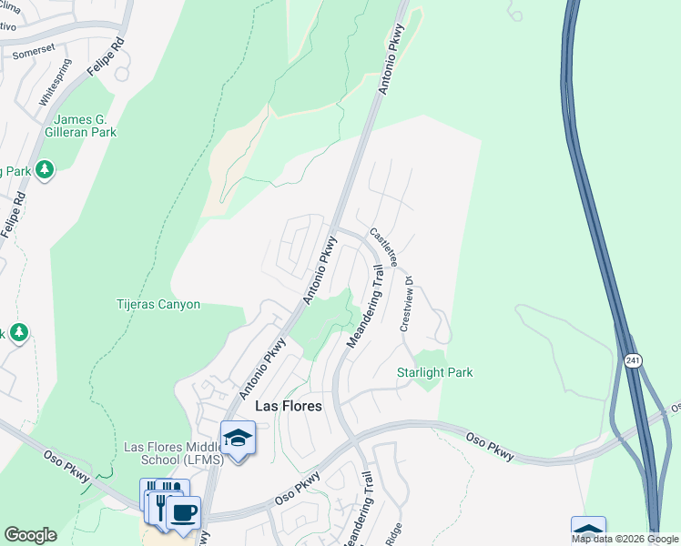map of restaurants, bars, coffee shops, grocery stores, and more near 20 Wayfaire in Rancho Santa Margarita
