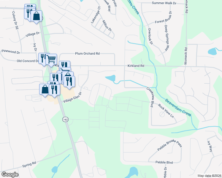 map of restaurants, bars, coffee shops, grocery stores, and more near in Abide Awhile