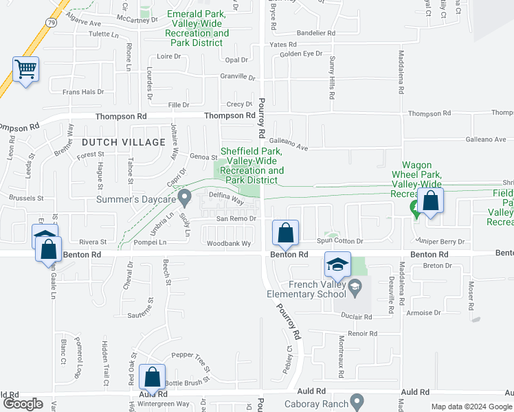 map of restaurants, bars, coffee shops, grocery stores, and more near 36338 Cinzia Lane in Winchester