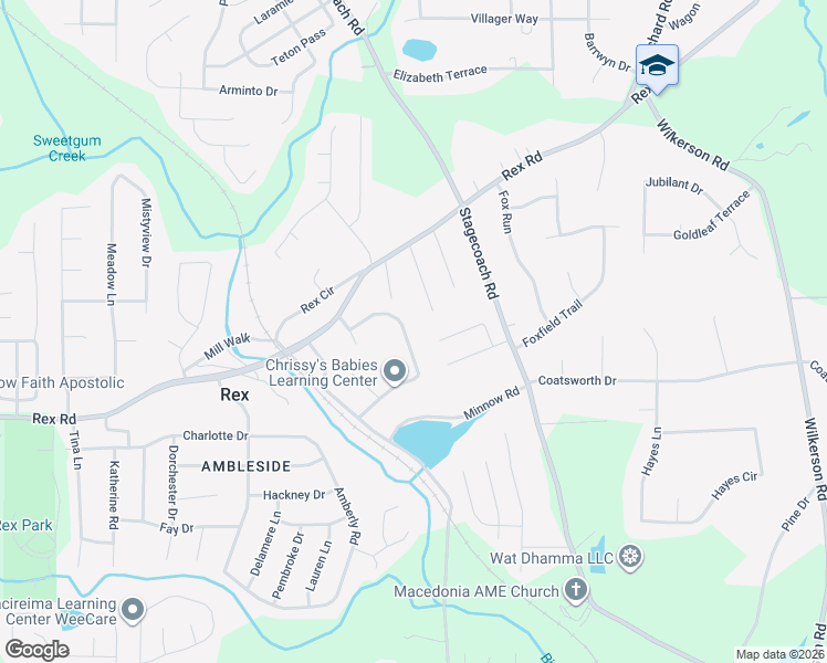 map of restaurants, bars, coffee shops, grocery stores, and more near 5871 Ruby Walk in Rex