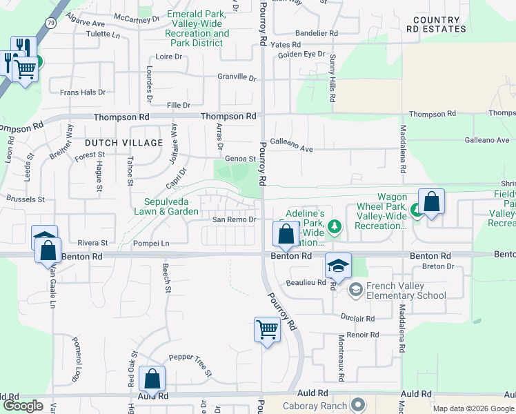 map of restaurants, bars, coffee shops, grocery stores, and more near 36334 Cinzia Lane in Winchester