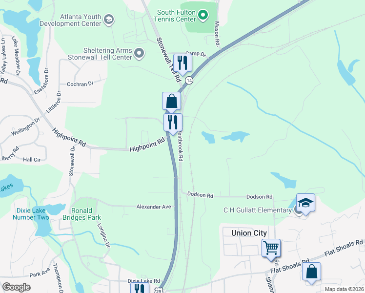 map of restaurants, bars, coffee shops, grocery stores, and more near 5022 Roosevelt Highway in Union City