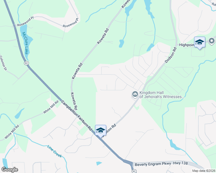 map of restaurants, bars, coffee shops, grocery stores, and more near 906 Montcrest in Fairburn