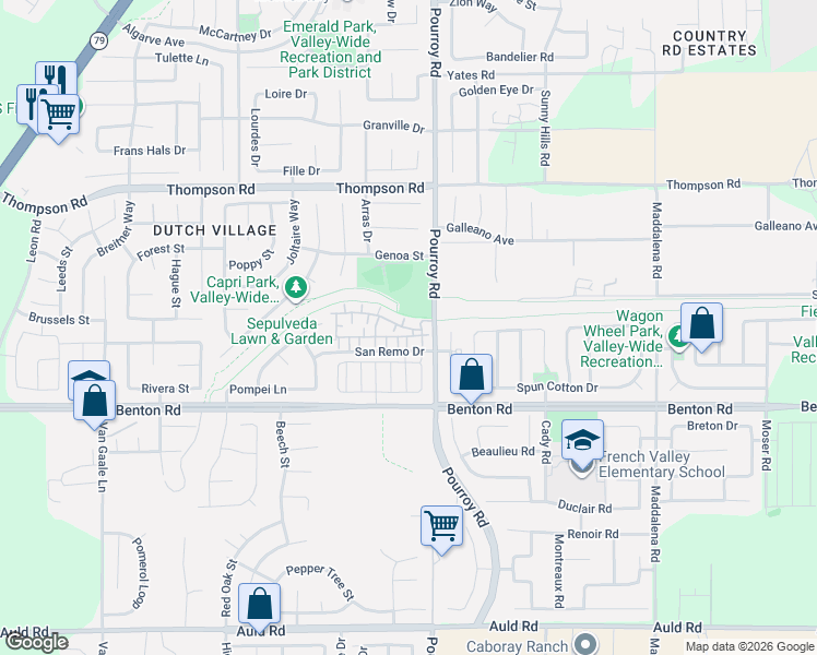 map of restaurants, bars, coffee shops, grocery stores, and more near 36306 Giovanni Lane in Winchester
