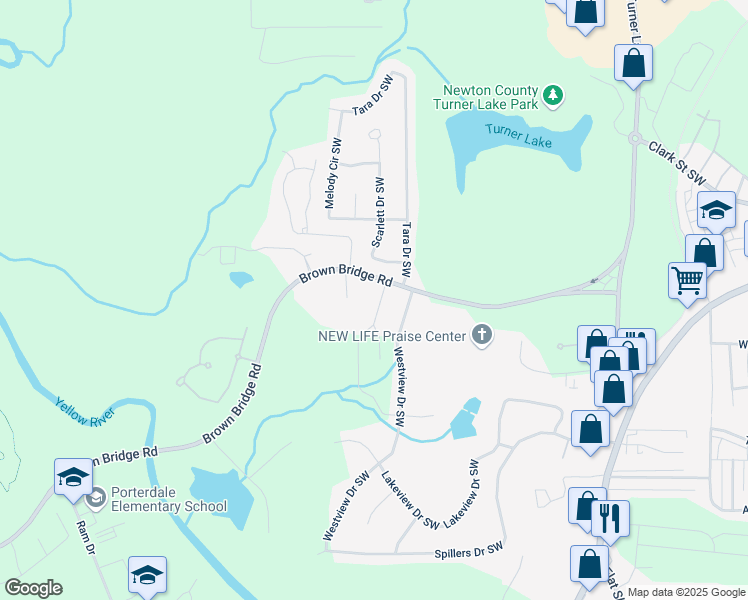 map of restaurants, bars, coffee shops, grocery stores, and more near 9010 Jim Purcell Drive in Covington