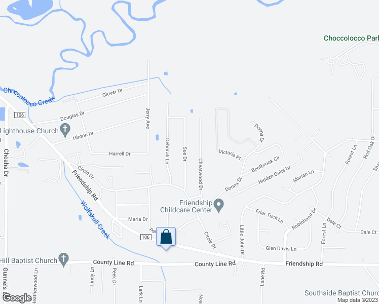 map of restaurants, bars, coffee shops, grocery stores, and more near 2211 Sue Drive in Oxford