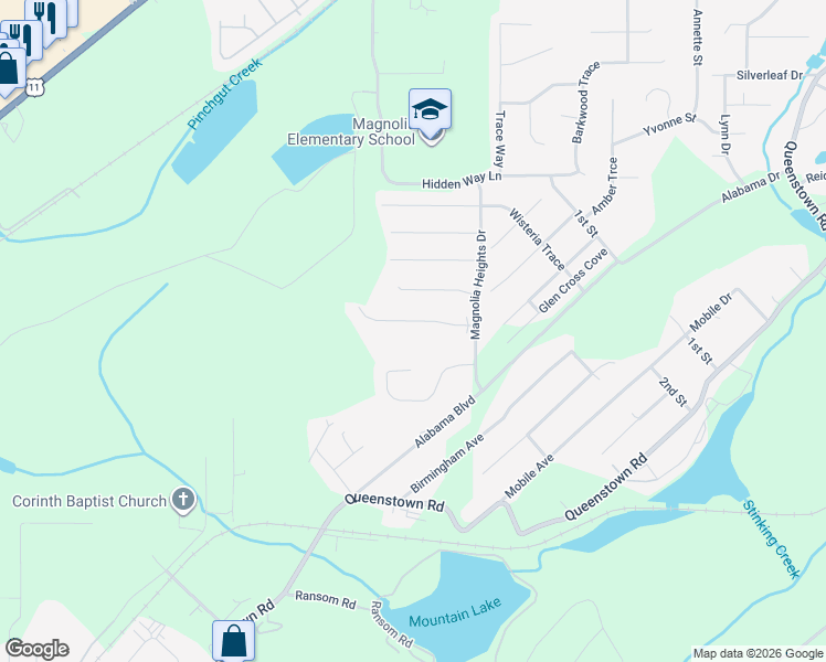 map of restaurants, bars, coffee shops, grocery stores, and more near 5334 Magnolia South Drive in Trussville