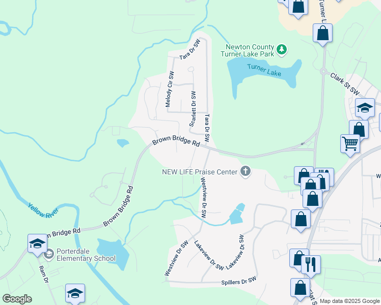map of restaurants, bars, coffee shops, grocery stores, and more near 9010 Jim Purcell Drive in Covington
