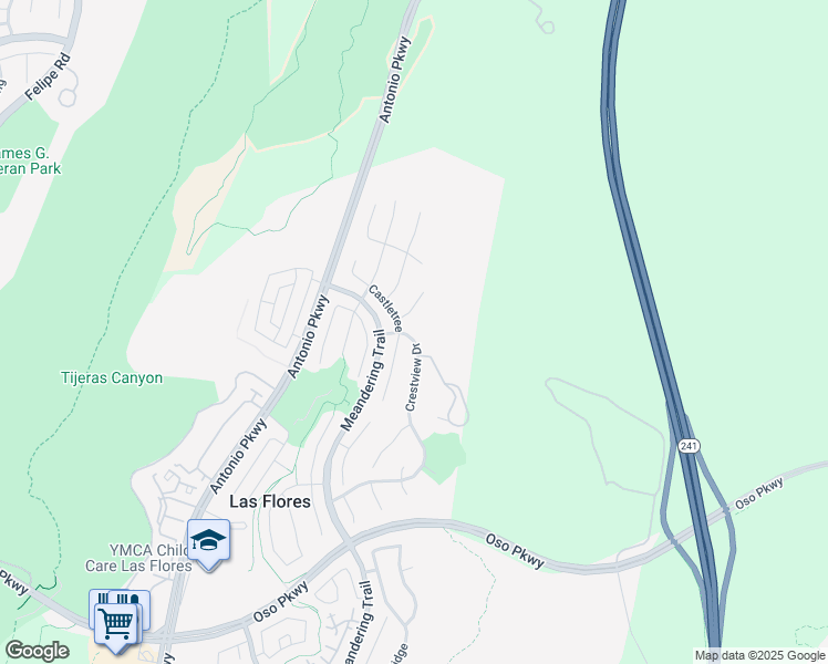 map of restaurants, bars, coffee shops, grocery stores, and more near 2 Crestview Drive in Rancho Santa Margarita