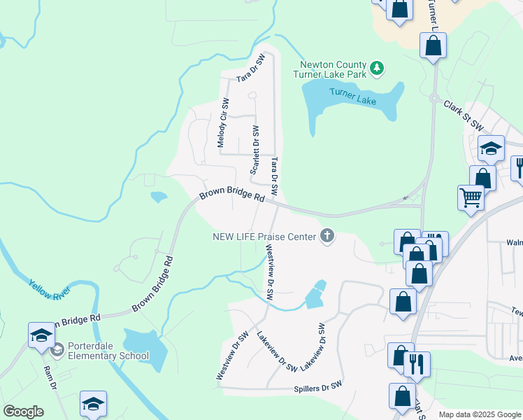 map of restaurants, bars, coffee shops, grocery stores, and more near 9007 Jim Purcell Drive in Covington