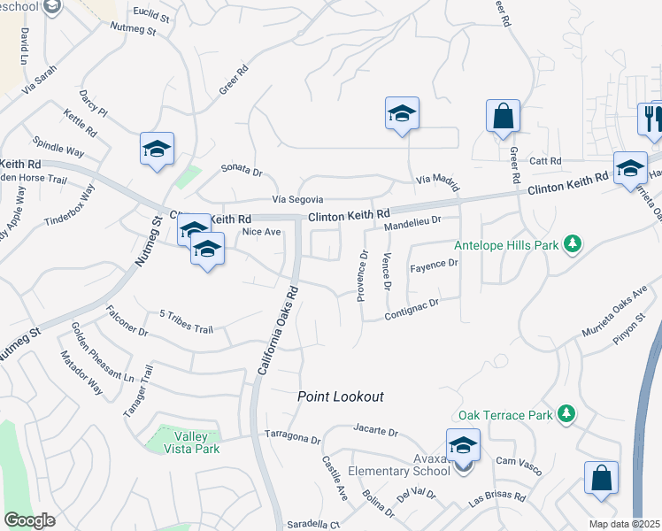 map of restaurants, bars, coffee shops, grocery stores, and more near 26555 Bladen Avenue in Murrieta