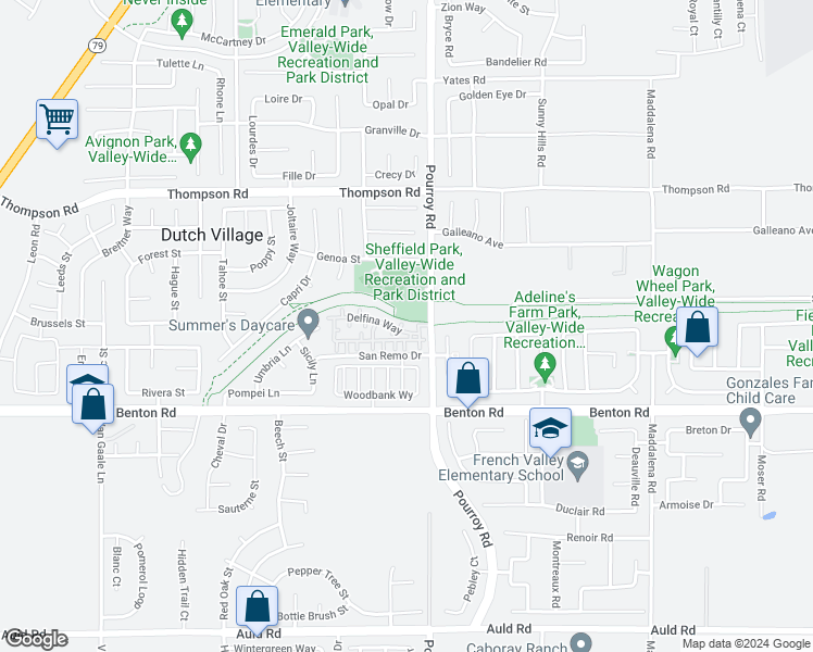 map of restaurants, bars, coffee shops, grocery stores, and more near 36312 Giovanni Lane in Winchester