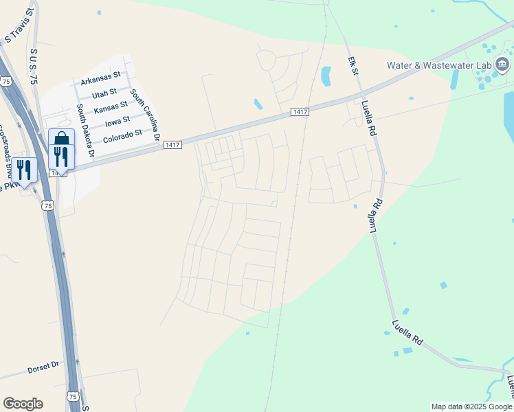 map of restaurants, bars, coffee shops, grocery stores, and more near 1127 Farm to Market Road 1417 in Sherman